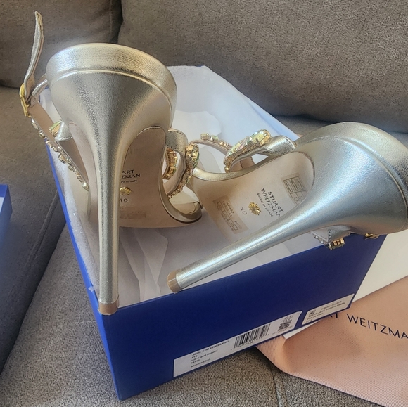 Stuart Weitzman Jaide 100 Gem Sandal 10 40.5 metallic - Picture 8 of 10